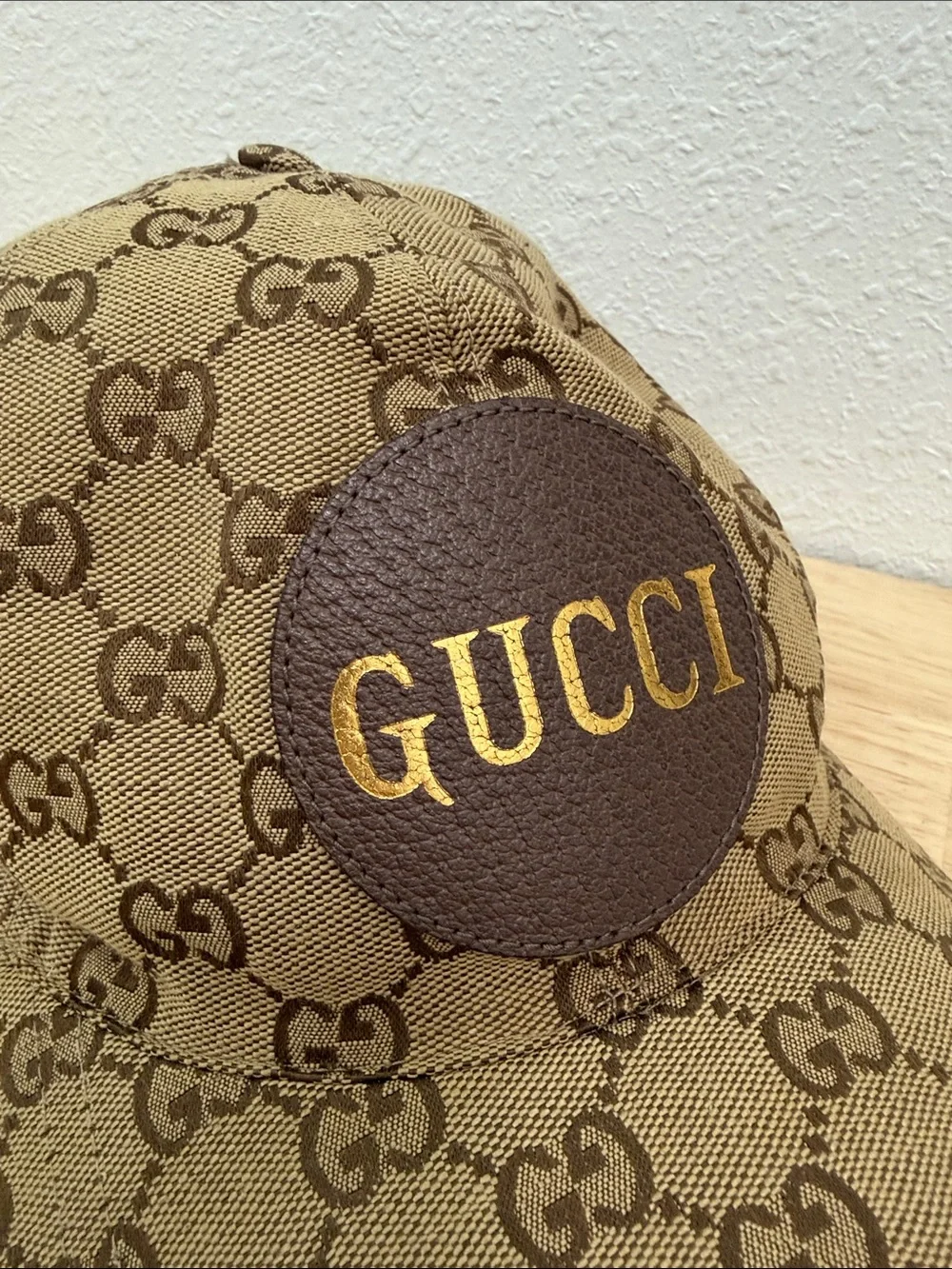 Gucci Tan & Brown GG Canvas Baseball Cap with Logo Patch